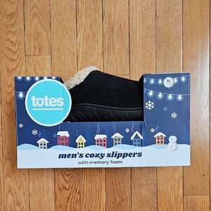 Totes Black Men's Slippers with Memory Foam